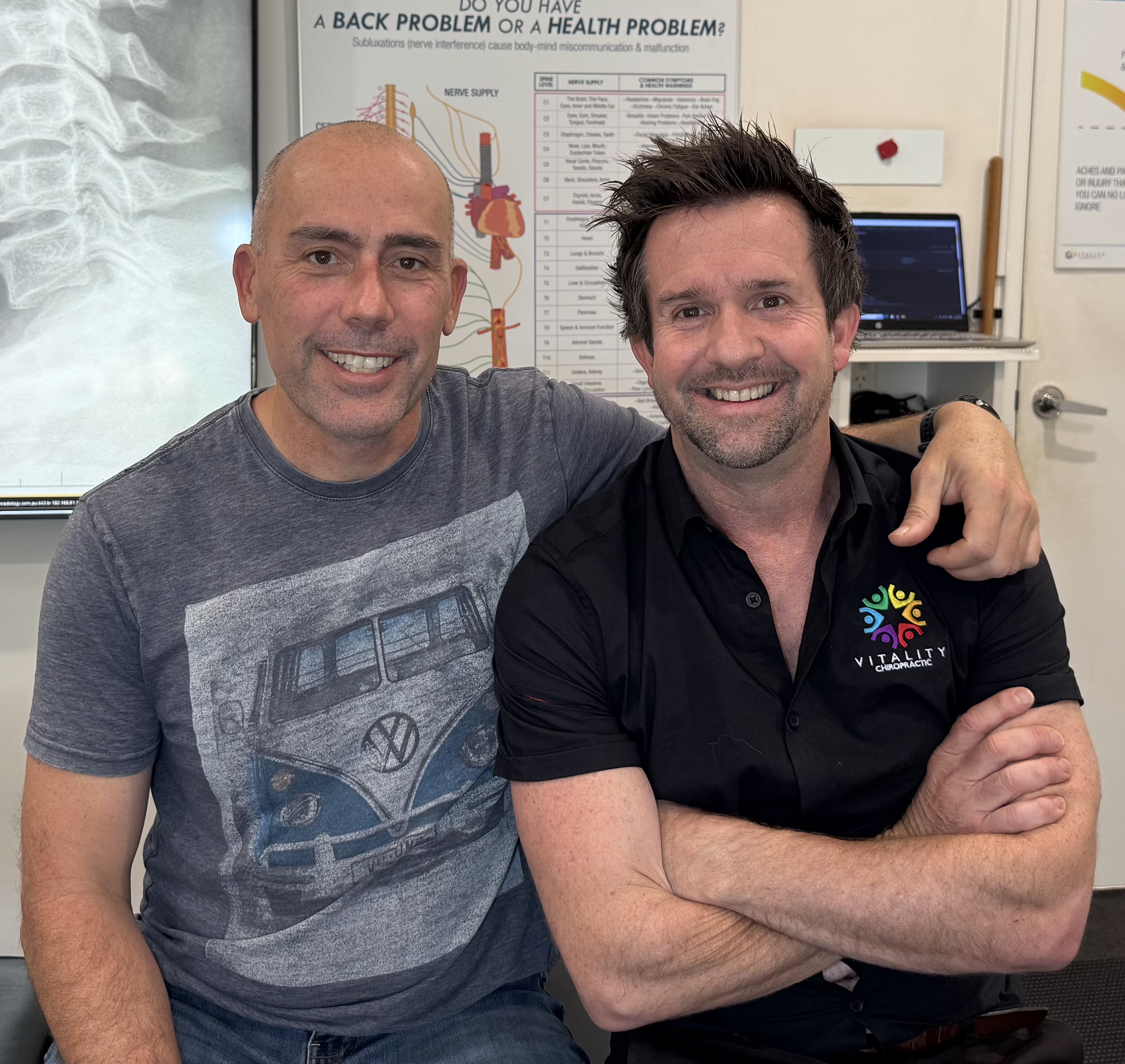 Dr Geoff Cowie with a DVA client at Vitality Chiropractic